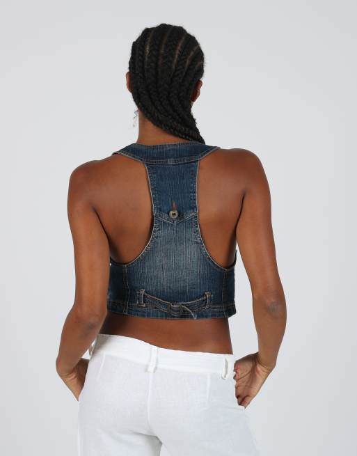 Vintage Fantasy M woven vest in blue, 2 of 4