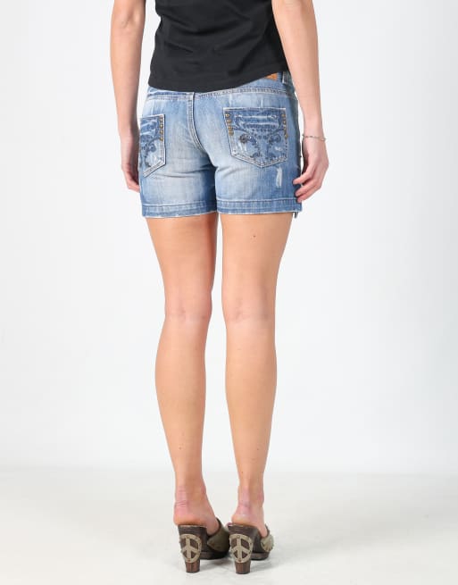 Vintage Farfallina XXS denim shorts in blue, 2 of 4