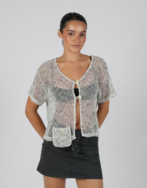 Vintage Fashion 2000 M cardigan in light grey