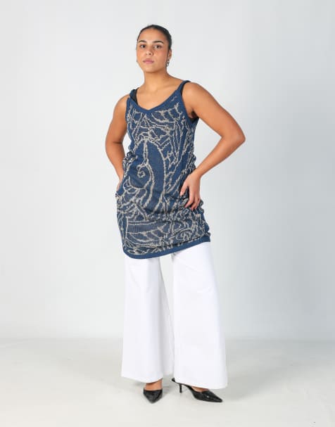 Vintage Fashion Look M woven midi dress in navy blue - view 1