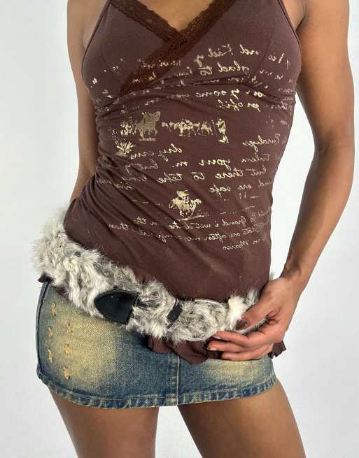 Vintage faux fur belt in grey