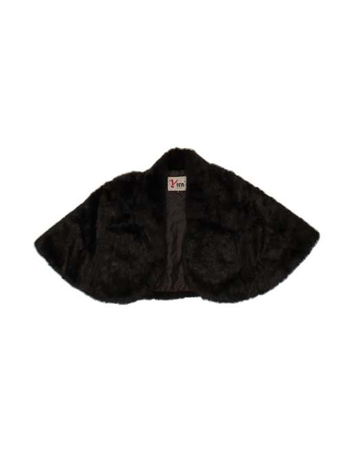 Vintage Faux Fur Bolero Jacket UK 14 Medium In Black