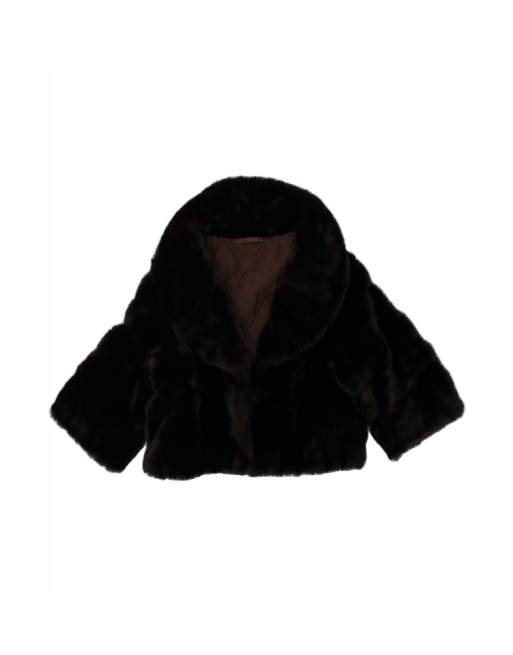 Vintage Faux Fur Bolero Jacket UK 16 Large In Brown