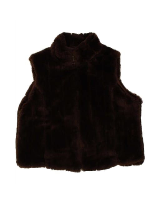 Vintage Faux Fur Gilet UK 22 3XL In Brown