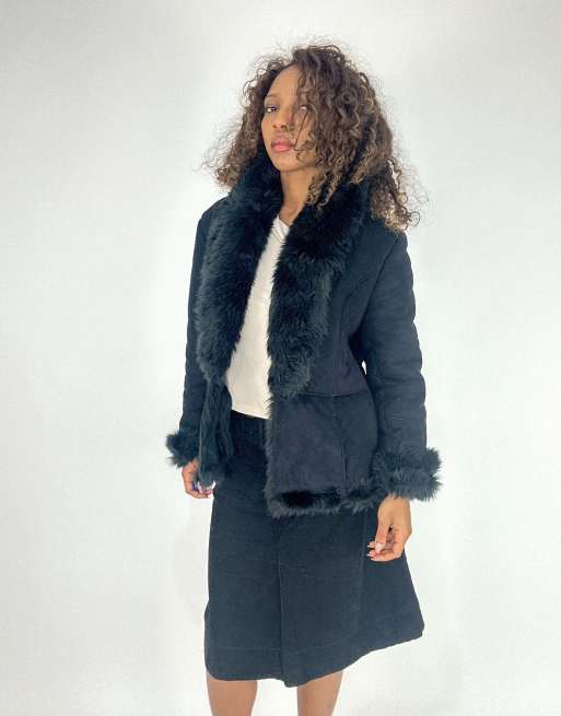 Vintage faux fur jacket in black