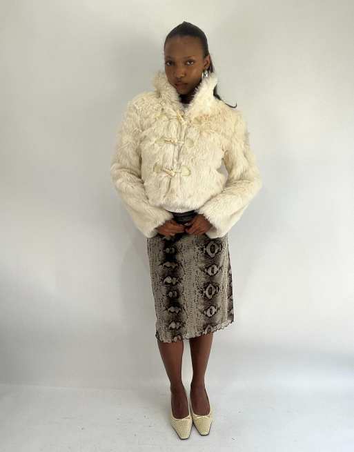 Vintage faux fur jacket in white cream