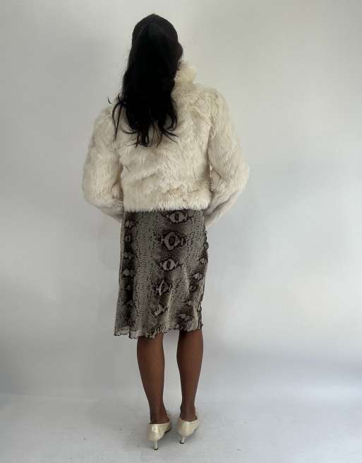 Vintage faux fur jacket in white cream, 2 of 4