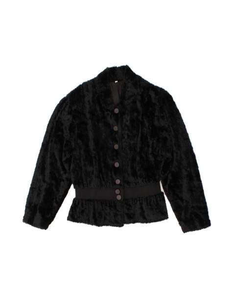 Vintage Faux Fur Jacket It 42 Medium In Black - view 1