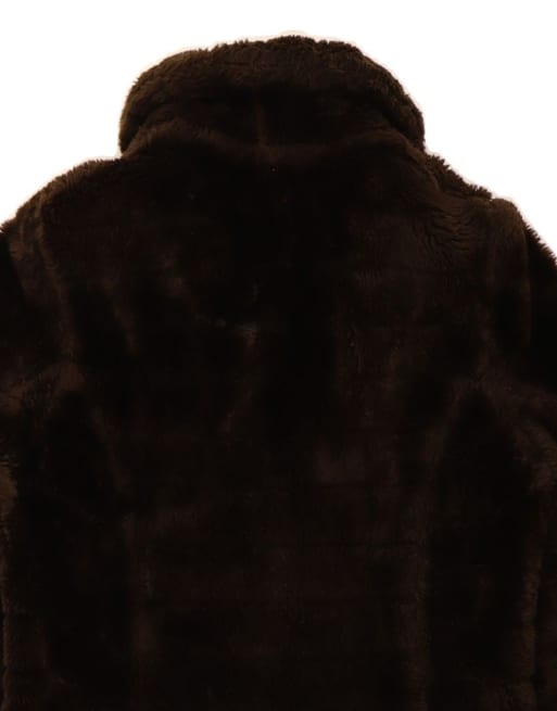Vintage Faux Fur Jacket UK 10 Small In Brown