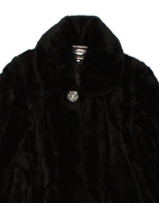 Vintage Faux Fur Jacket UK 16 Large In Black, 3 of 4