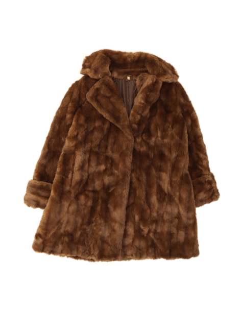 Vintage Faux Fur Overcoat It 42 Medium In Brown - view 1