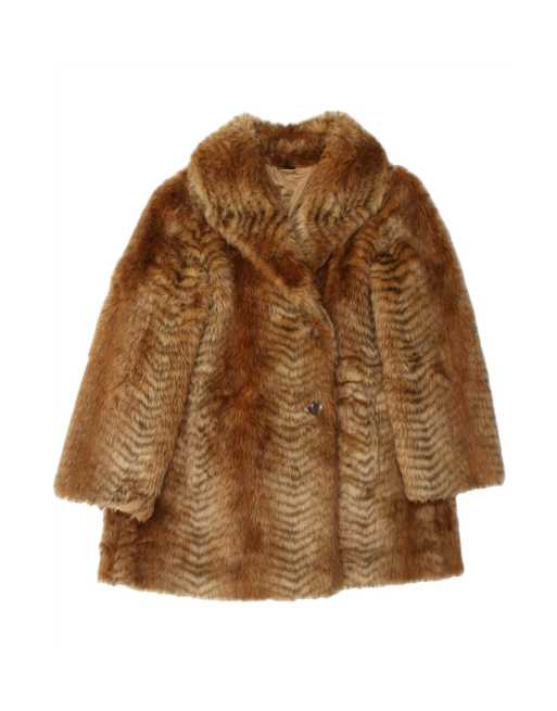 Vintage Faux Fur Overcoat It 46 Large In Brown