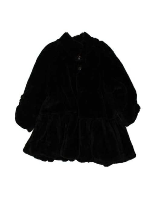 Vintage Faux Fur Overcoat UK 10 Small In Black