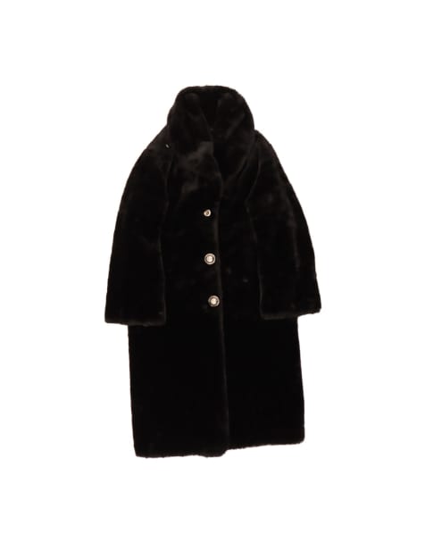Vintage Faux Fur Overcoat UK 16 Large In Black - view 1
