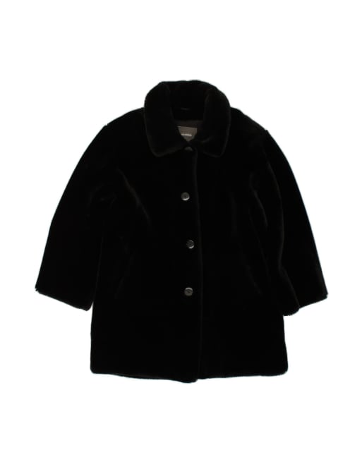 Vintage Faux Fur Overcoat UK 16 Large In Black