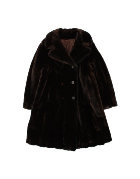 Vintage Faux Fur Overcoat UK 16 Large In Brown - view 1