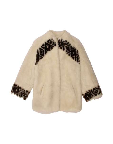 Vintage Faux Fur Overcoat UK 16 Large In Off In White Colourblock - view 1