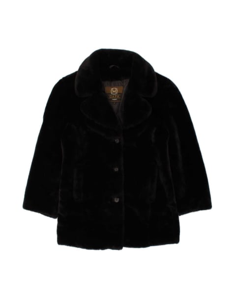 Vintage Faux Fur Overcoat UK 18 XL In Black - view 1