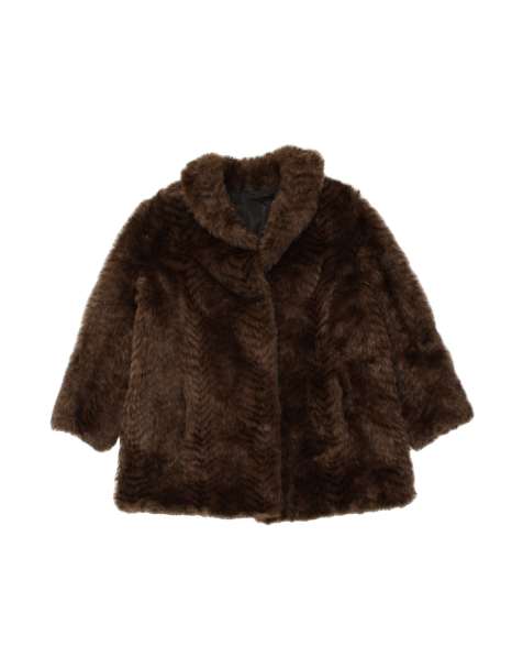 Vintage Faux Fur Overcoat UK 18 XL In Brown - view 1