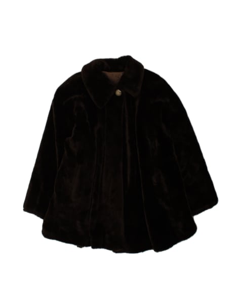 Vintage Faux Fur Overcoat UK 18 XL In Brown - view 1