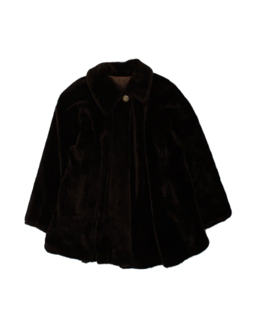Vintage Faux Fur Overcoat UK 18 XL In Brown