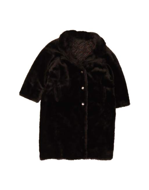 Vintage Faux Fur Overcoat UK 20 2XL In Brown