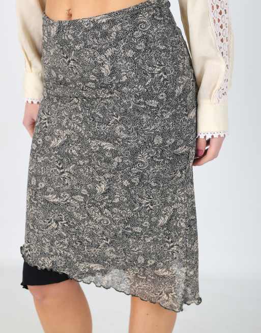 Vintage Felicia B XS woven midi skirt in black, 4 of 4
