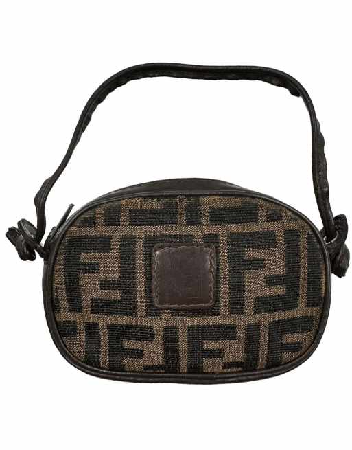 Vintage Fendi monogram mini hand bag in brown