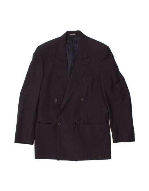 Vintage Ferre Double Breasted Blazer Jacket It 48 Medium In Blue Wool