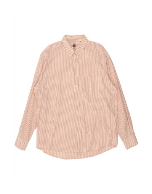 Vintage Ferre Shirt Size 45 18 2XL In Pink Pinstripe