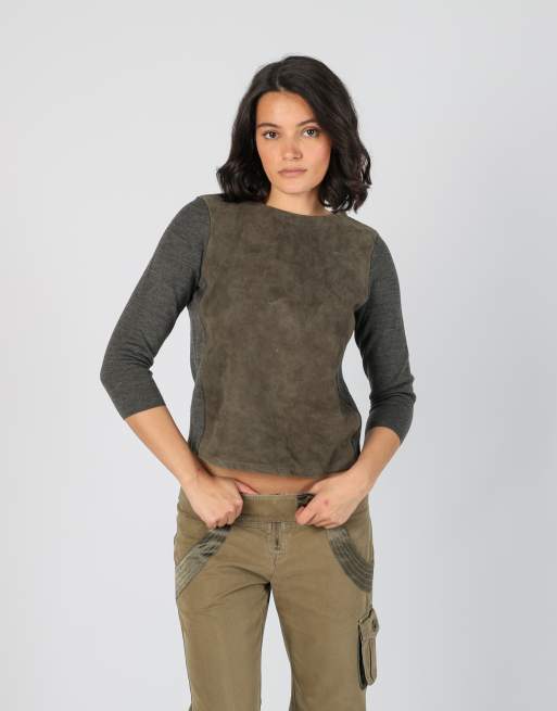 Vintage FFC S long sleeve top in charcoal grey