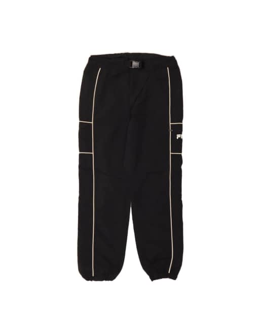 Vintage Fila Cargo Tracksuit Trousers Joggers UK 10 Small In Black