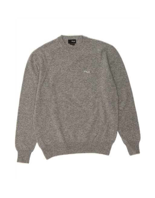Vintage Fila Crew Neck Jumper Sweater Large In Grey Wool