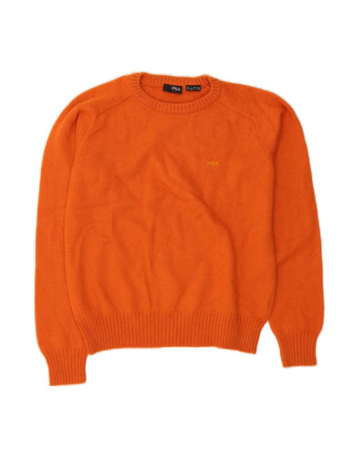 Vintage Fila Crew Neck Jumper Sweater Large In Orange Merino Wool