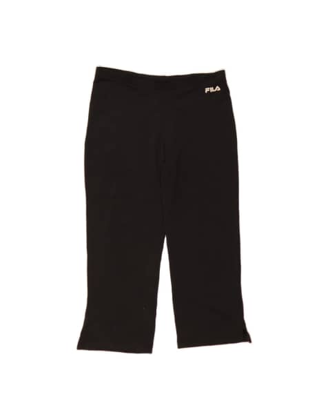 Vintage Fila Crop Tracksuit Trousers UK 10 Small In Black - view 1