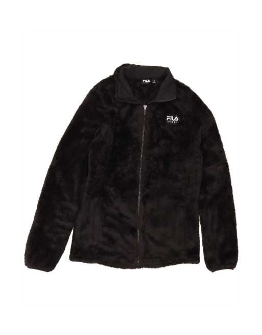 Vintage Fila Fleece Jacket UK 14 Medium In Black