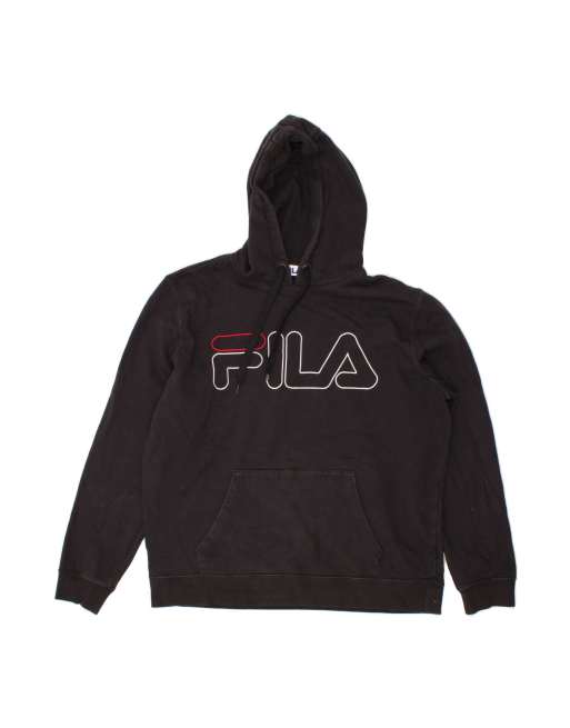 Vintage Fila Grant Fit Graphic Hoodie Jumper Large In Black