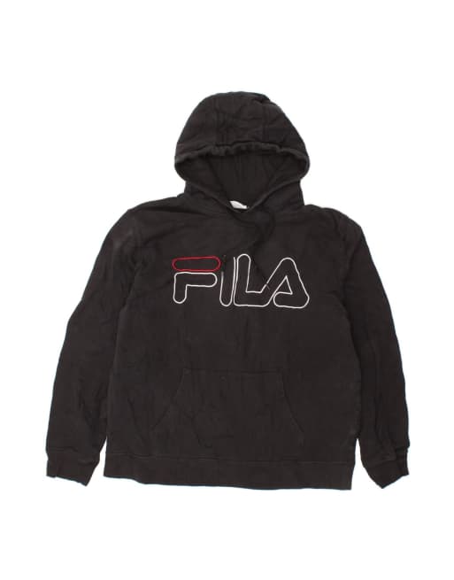 Vintage Fila Graphic Hoodie Jumper Large In Blue
