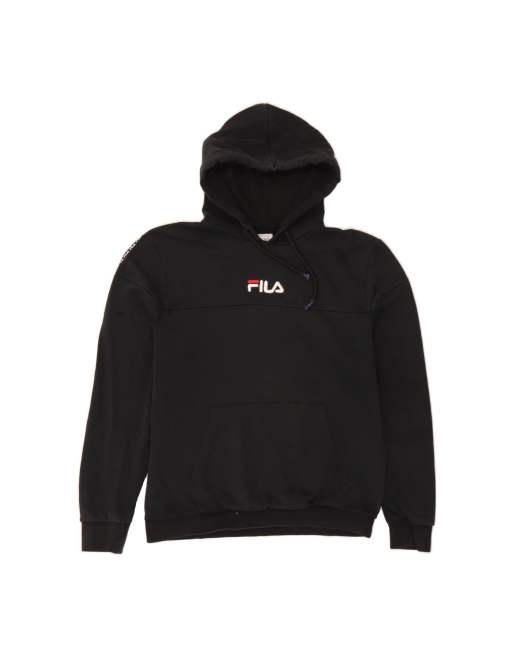 Vintage Fila Graphic Hoodie Jumper Medium In Black