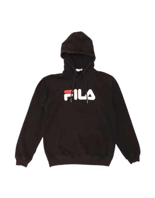 Vintage Fila Graphic Hoodie Jumper Medium In Black