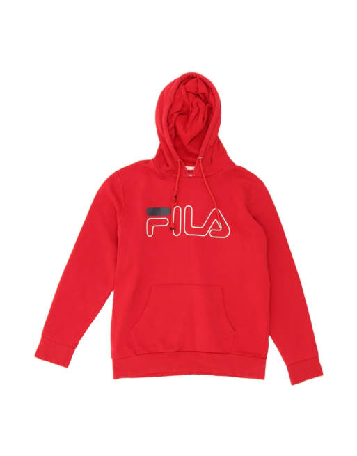 Vintage Fila Graphic Hoodie Jumper Medium In Red