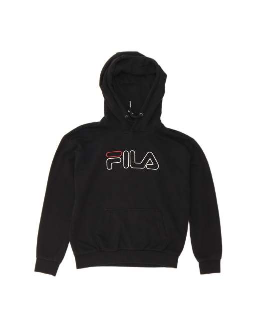 Vintage Fila Graphic Hoodie Jumper Small In Black