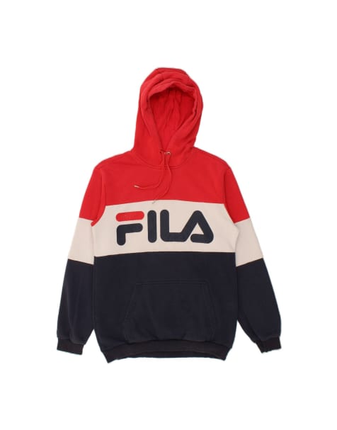 Vintage Fila Graphic Hoodie Jumper Small In Multicoloured Colourblock - view 1