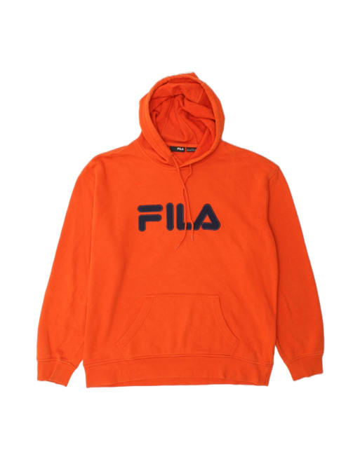 Vintage Fila Graphic Hoodie Jumper XL In Orange