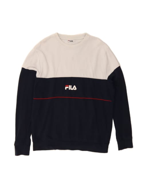 Vintage Fila Graphic Sweatshirt Jumper Large In Blue Colourblock