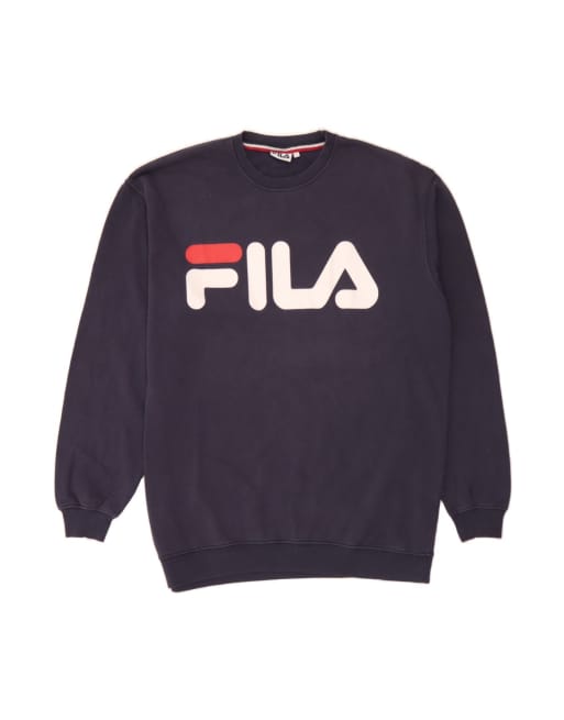 Vintage Fila Graphic Sweatshirt Jumper Large In Blue