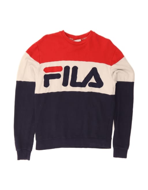 Vintage Fila Graphic Sweatshirt Jumper Small In Multicoloured Colourblock