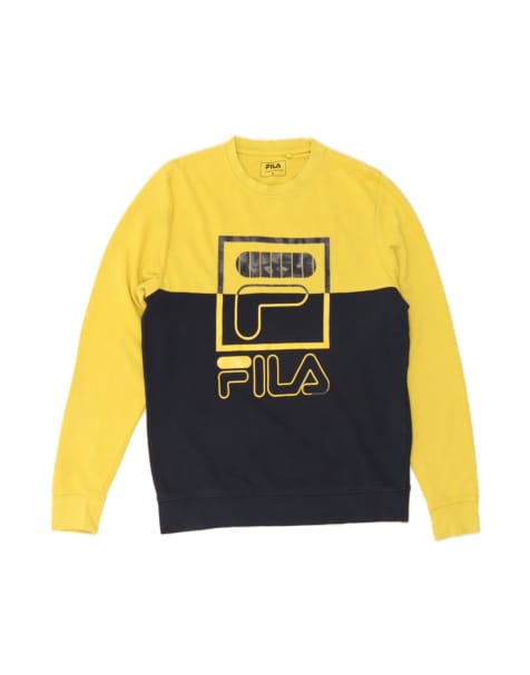 Vintage Fila Graphic Sweatshirt Jumper Small In Yellow Colourblock - view 1