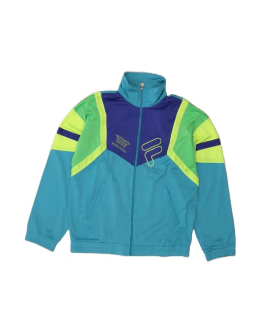 Vintage Fila Graphic Tracksuit Top Jacket It 50 Medium In Blue Colourblock