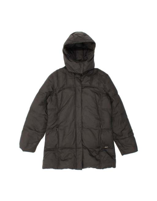 Vintage Fila Hooded Padded Jacket It 44 Medium In Black